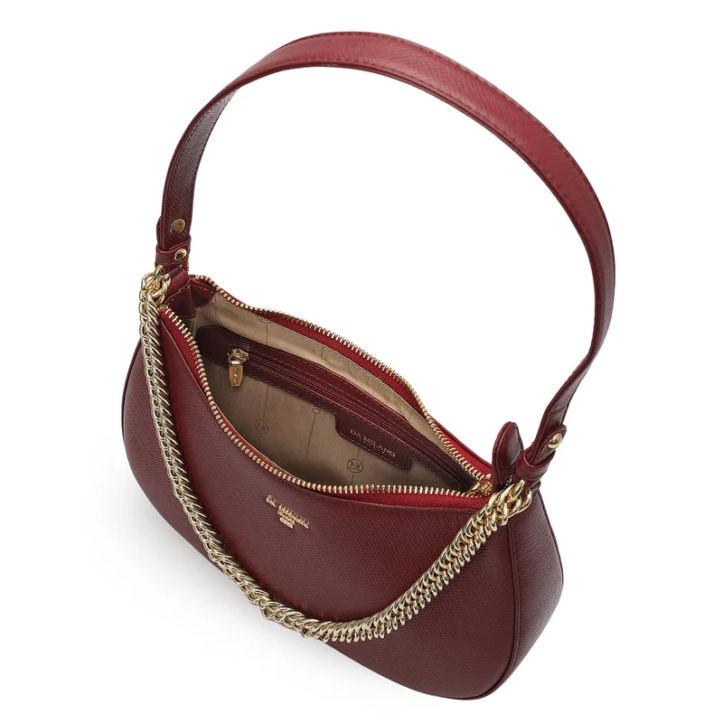 Da Milano Cherry Small Franzy Leather Baguette - Cherry for Women | Best Price UAE